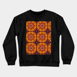 Orange Flower Shapes on Purple Background Repeating Pattern - WelshDesignsTP005 Crewneck Sweatshirt